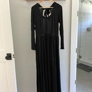 Free People FP Beach Maxi Dress Backless Full Skirt Long Sleeve Black